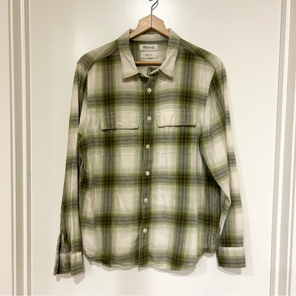 Madewell Other - Madewell Perfect Fit Plaid Flannel Button Down Size Large green 100% cotton